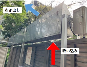 屋外エアカーテン設置イメージ図